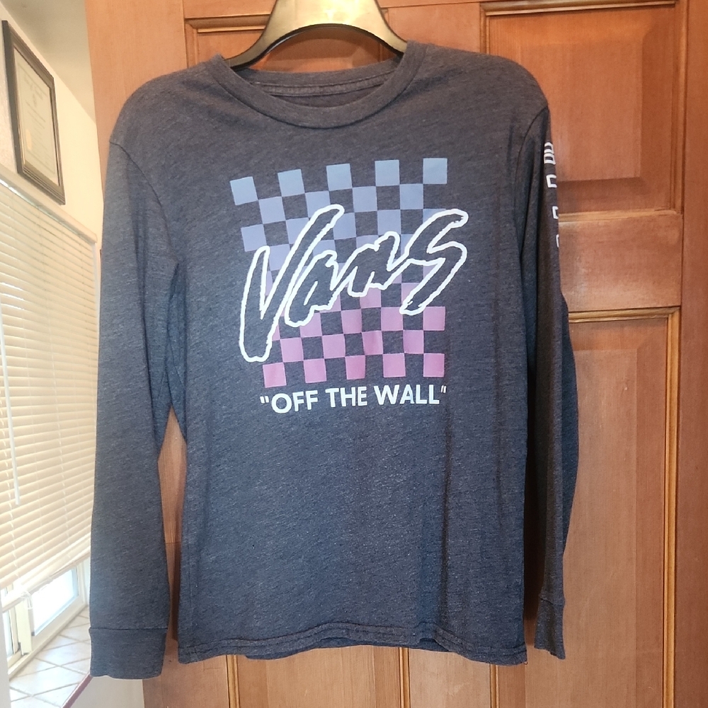 Vans Kids Long Sleeve Shirt - Blue with Checkered Design